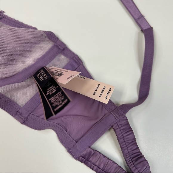 NEW Angels Victorias Secret 32DD Unlined Balconet Bra Purple Floral Lace #2159 - Picture 4 of 7